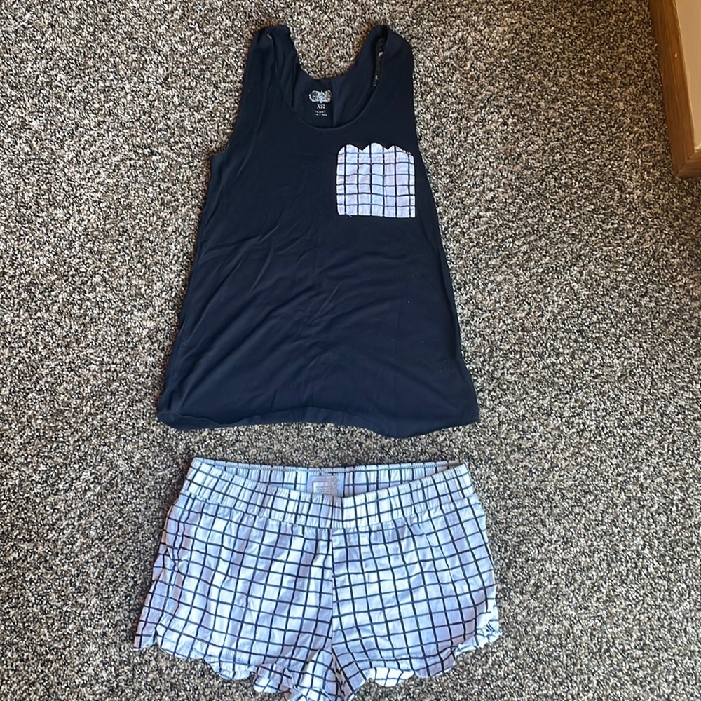 XS Black and White Pajama Set